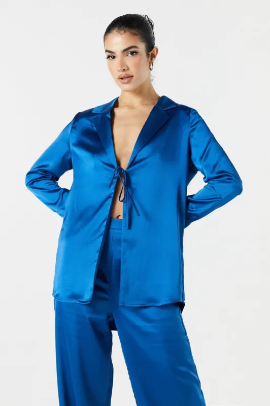 Satin Tie Front Blazer sold by Urban Planet