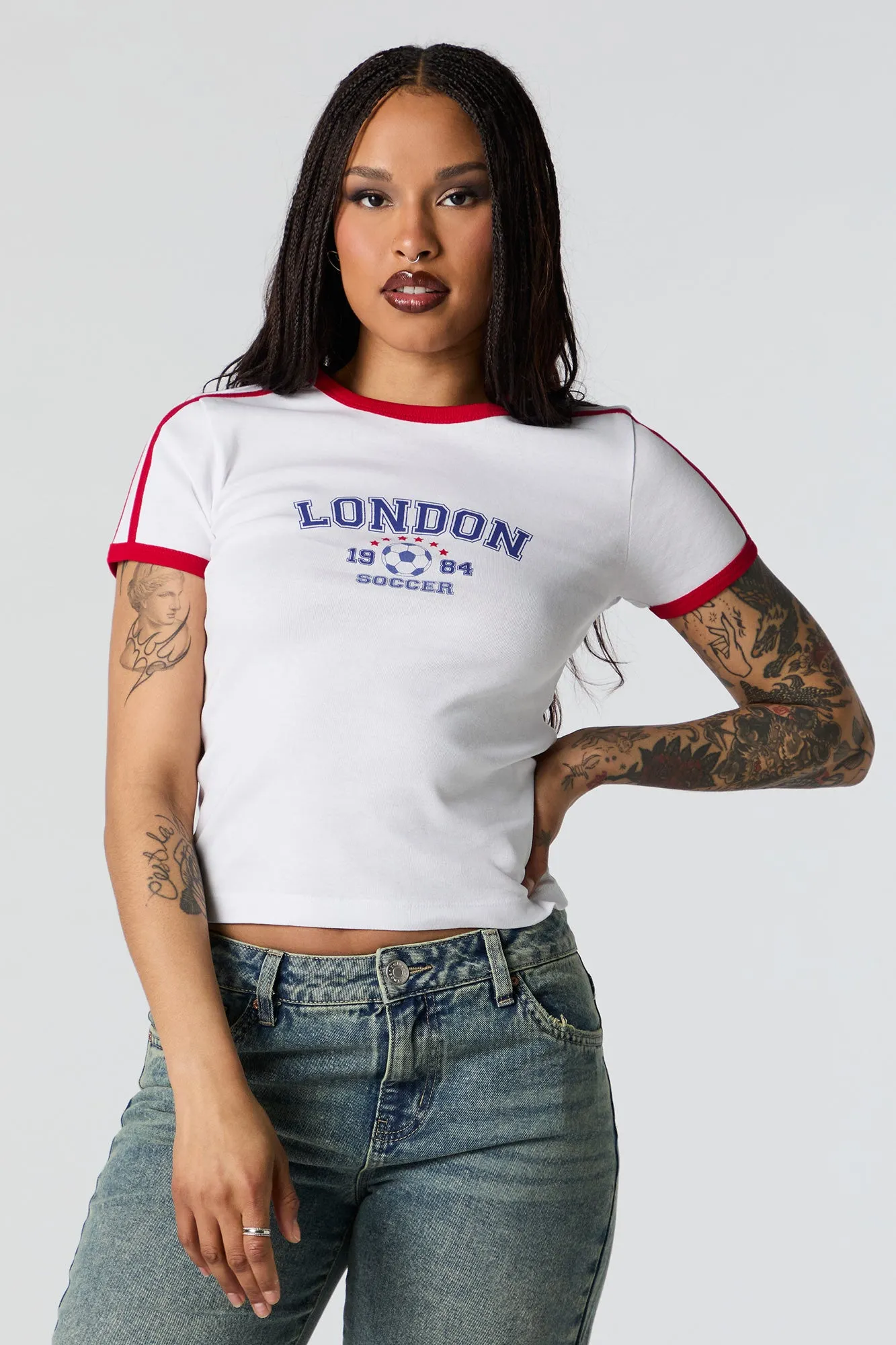 London Soccer Graphic Ringer T-Shirt sold by Urban Planet