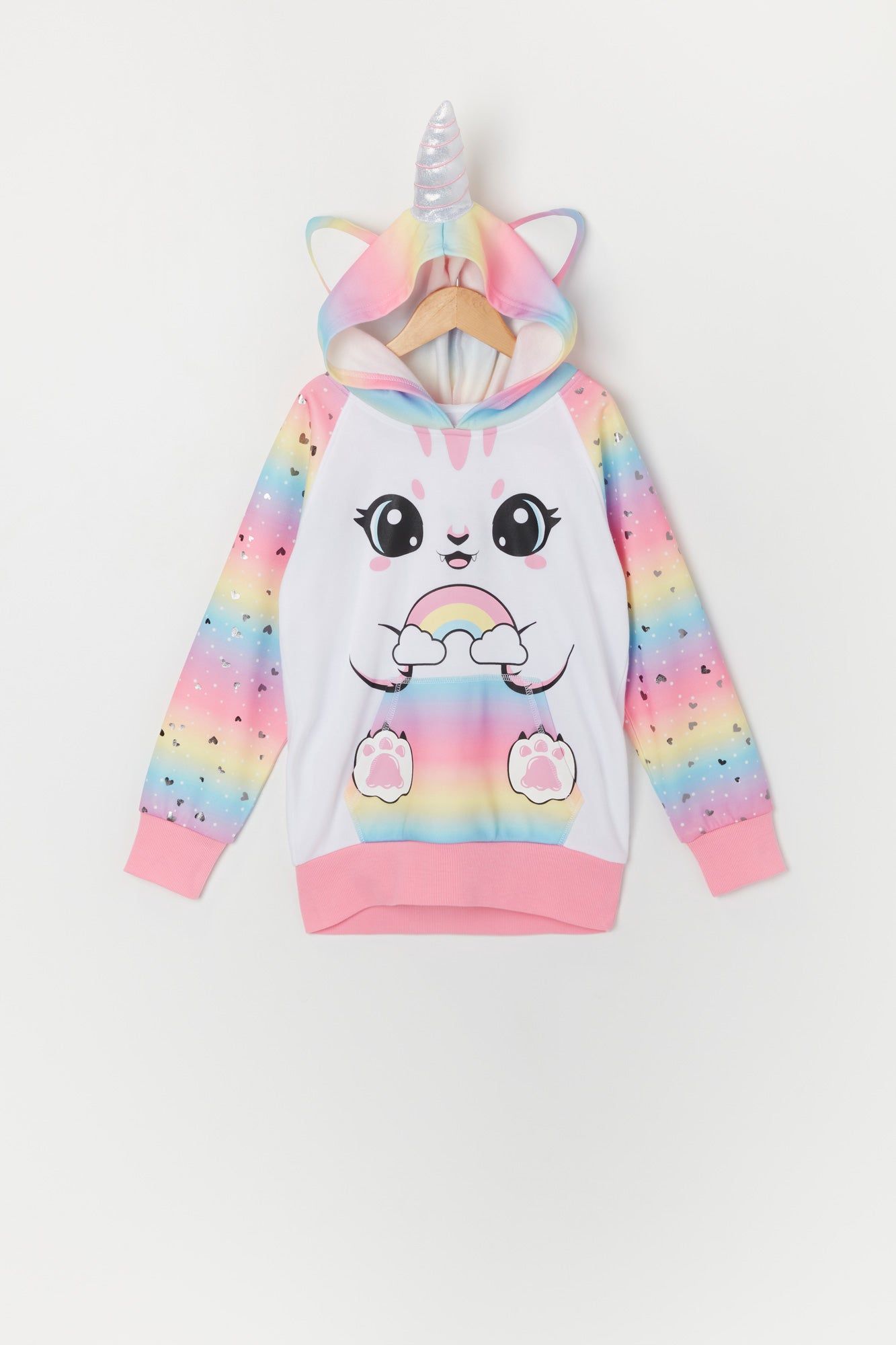 Girls Rainbow Unicorn Character Hoodie sold by Urban Planet