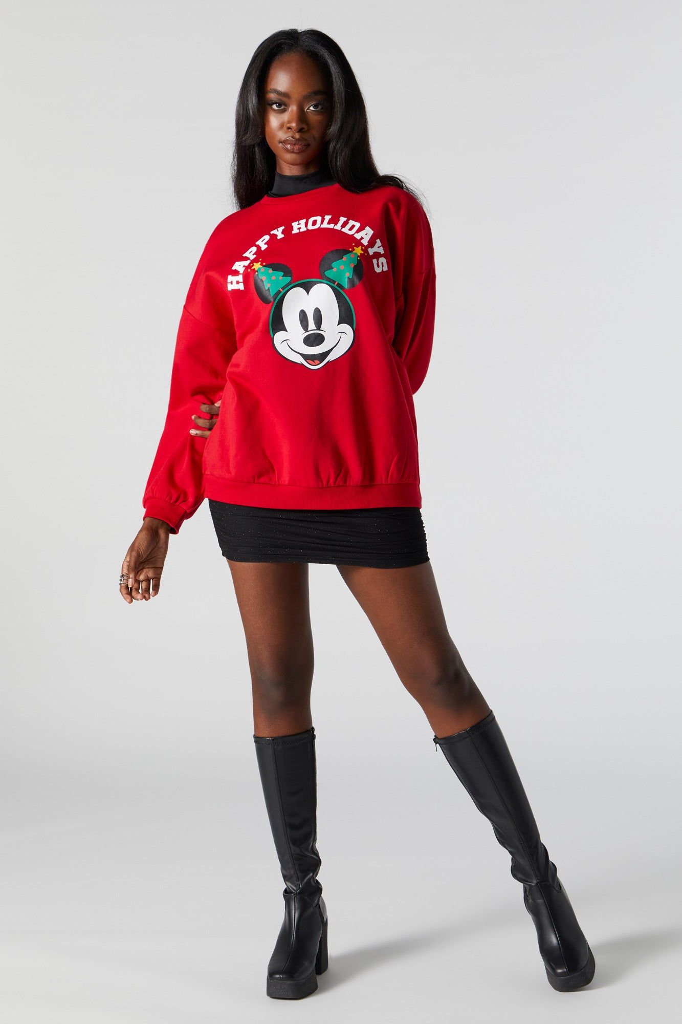 Mickey Xmas Graphic Fleece Sweatshirt sold by Urban Planet product image thumbnail 5