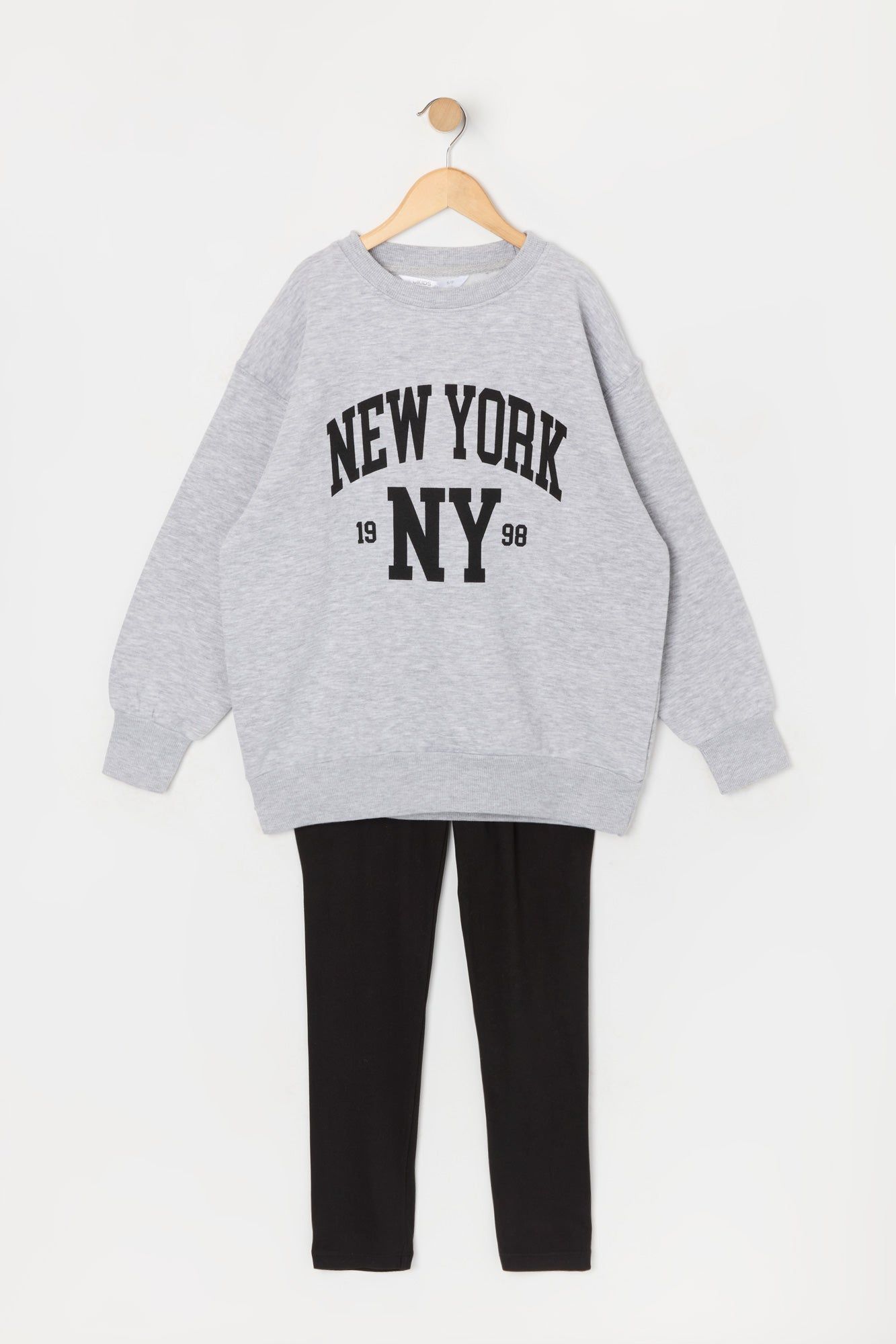 Girls New York Graphic Sweatshirt and Legging 2 Piece Set sold by Urban Planet