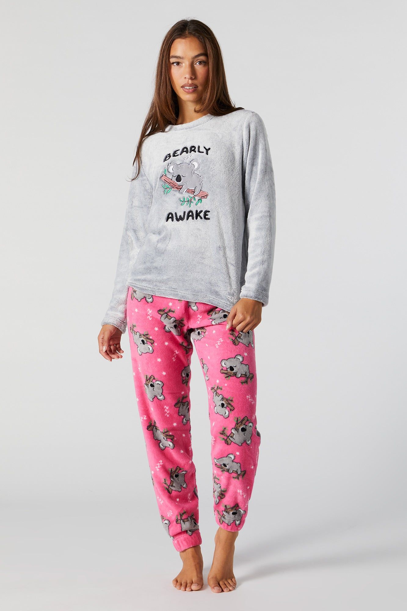 Koala Bearly Awake 2 Piece Plush Pajama Set sold by Urban Planet