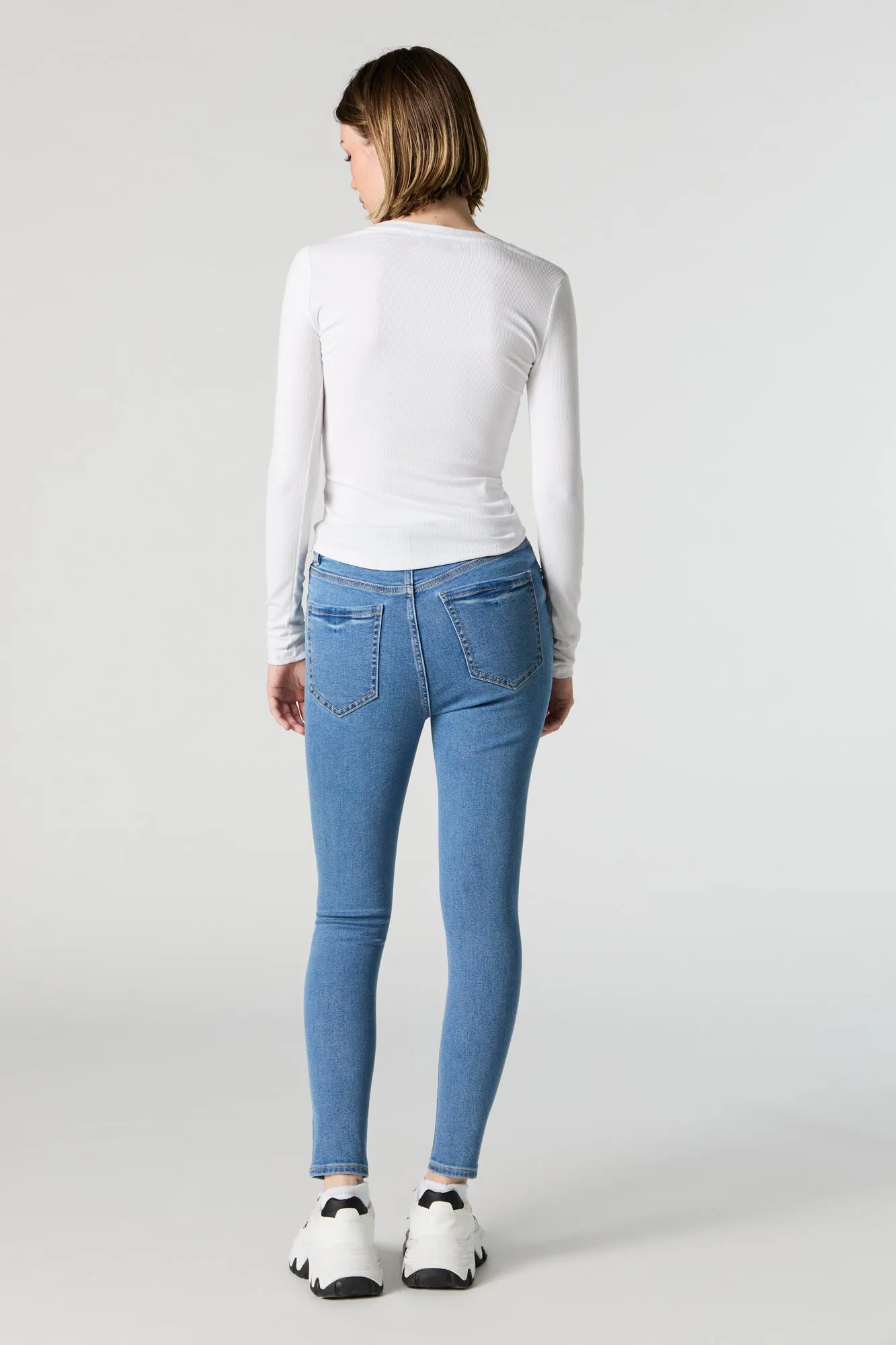 Miami Medium Wash High Rise Distressed Skinny Jean sold by Urban Planet product image thumbnail 3