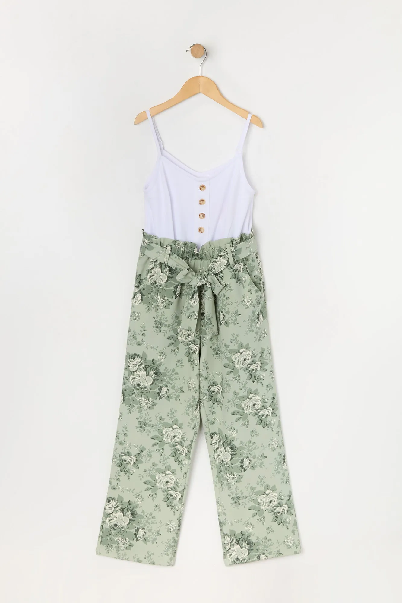 Justaucorps fleuri vert avec ceinture pour fille sold by Urban Planet