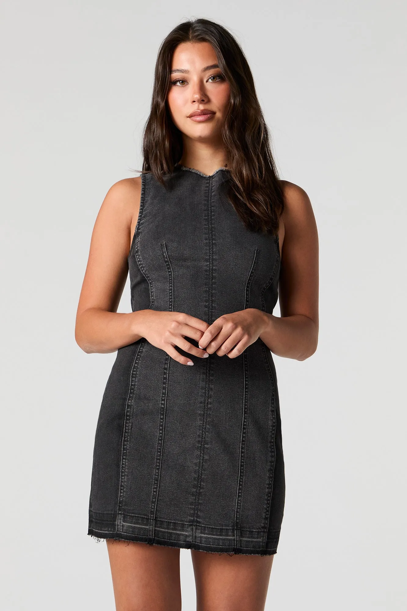 Frayed Denim Sleeveless Mini Dress sold by Urban Planet product image thumbnail 4