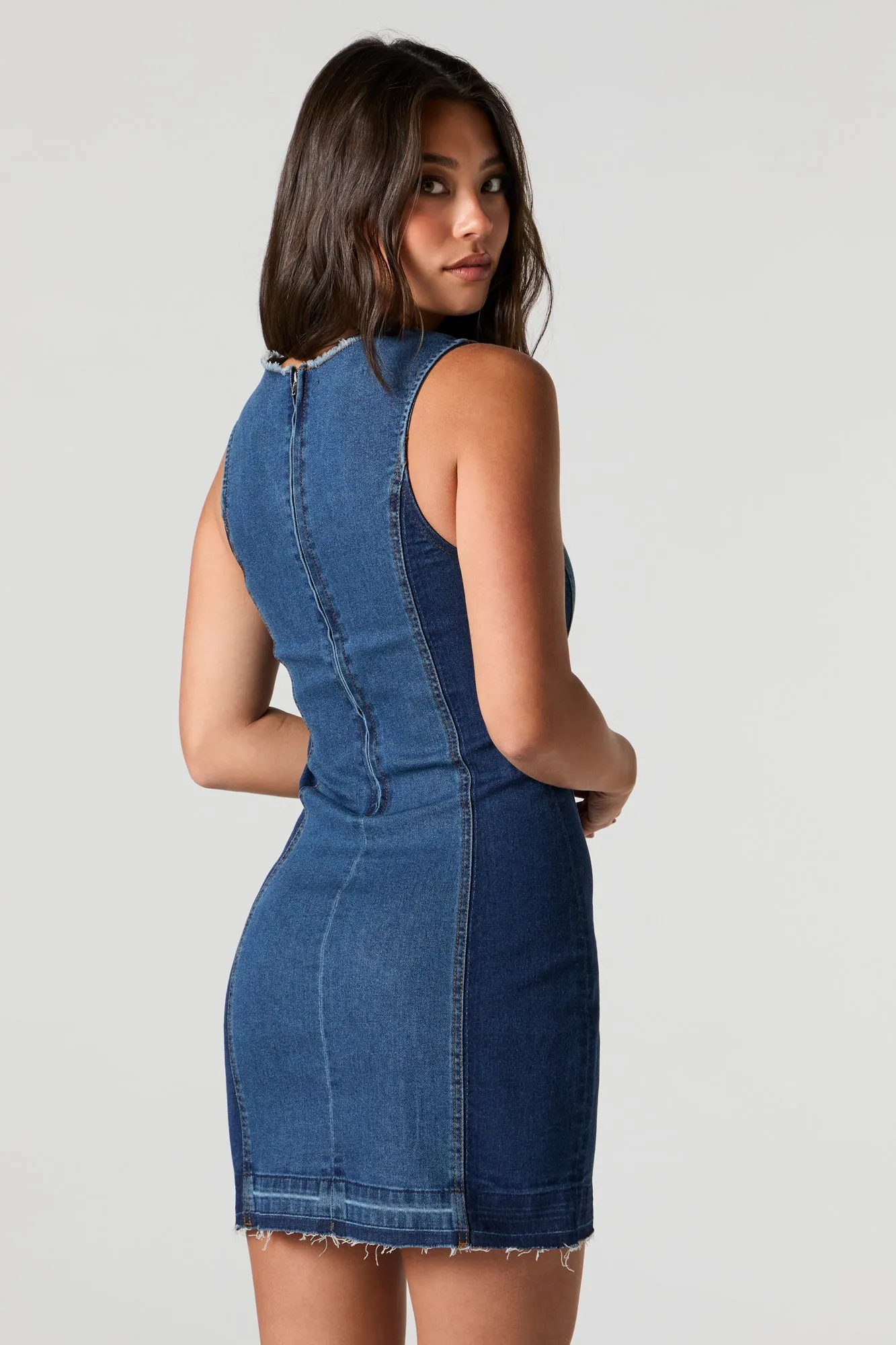 Frayed Denim Sleeveless Mini Dress sold by Urban Planet product image thumbnail 2