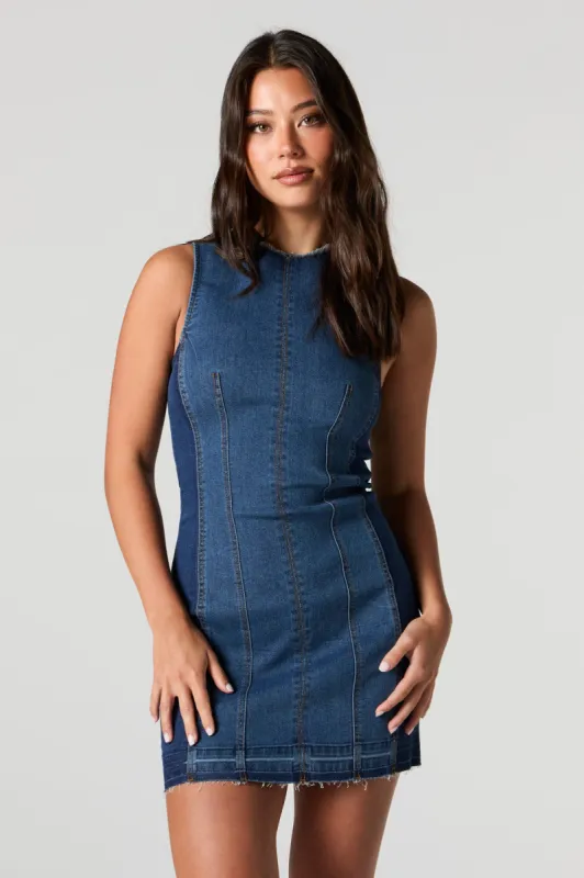 Frayed Denim Sleeveless Mini Dress sold by Urban Planet