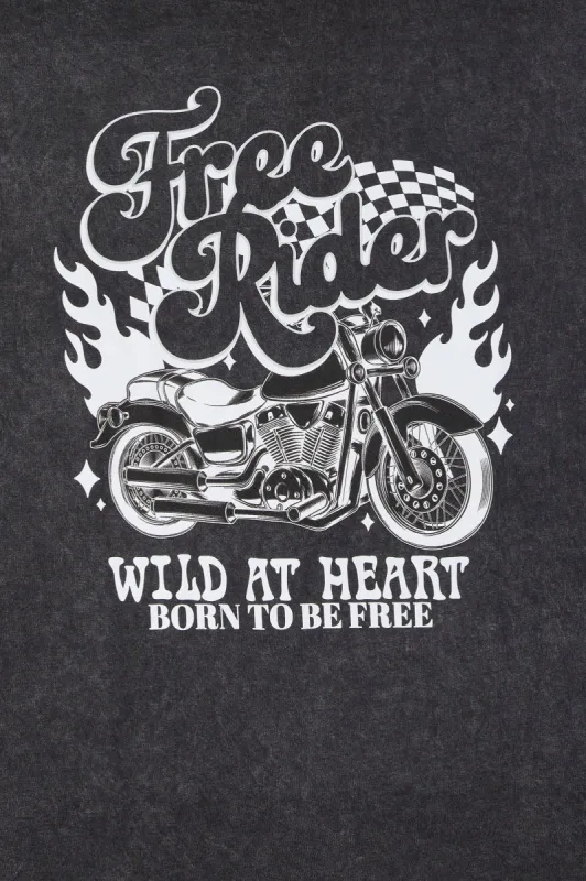Free Rides Graphic Washed Boyfriend T-Shirt sold by Urban Planet