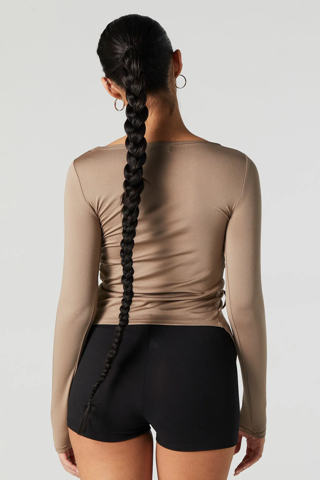 Contour Asymmetrical Cinched Long Sleeve Top sold by Urban Planet product image thumbnail 2