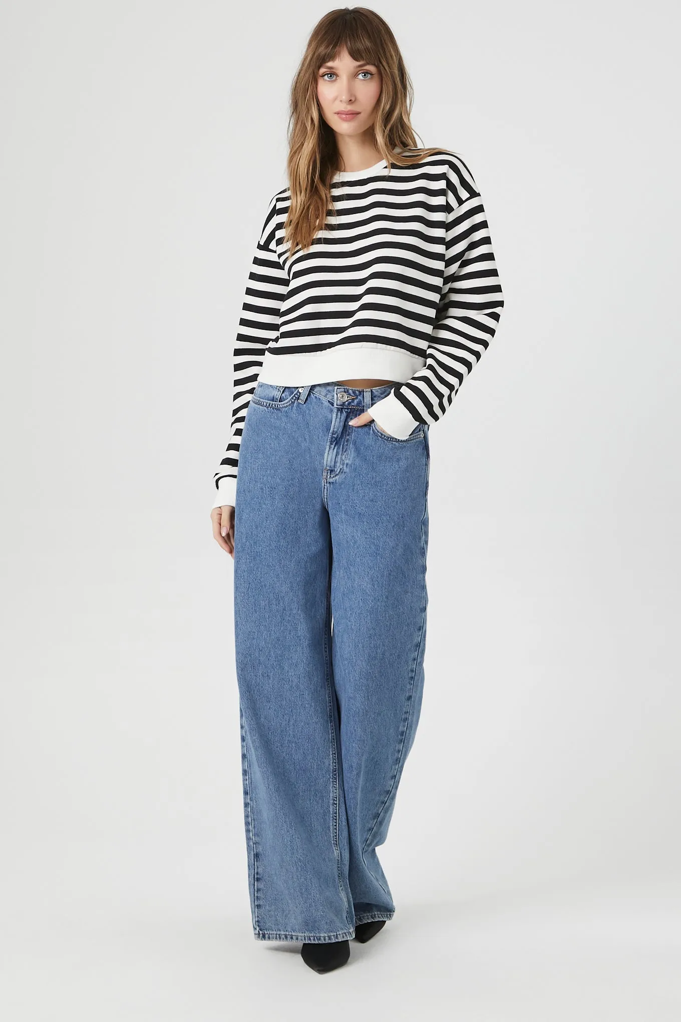 Striped Fleece Sweatshirt sold by Urban Planet product image thumbnail 4