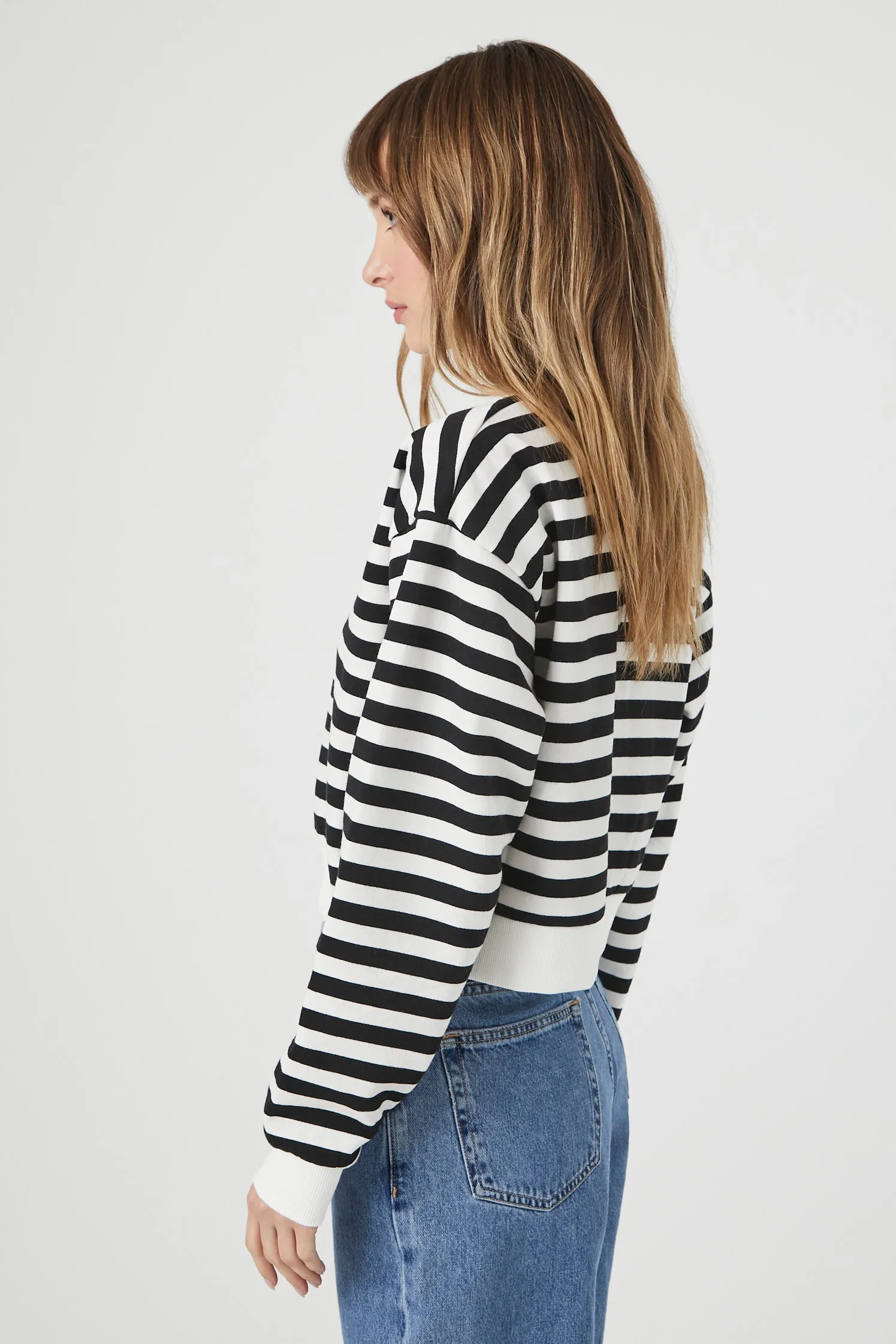 Striped Fleece Sweatshirt sold by Urban Planet product image thumbnail 2