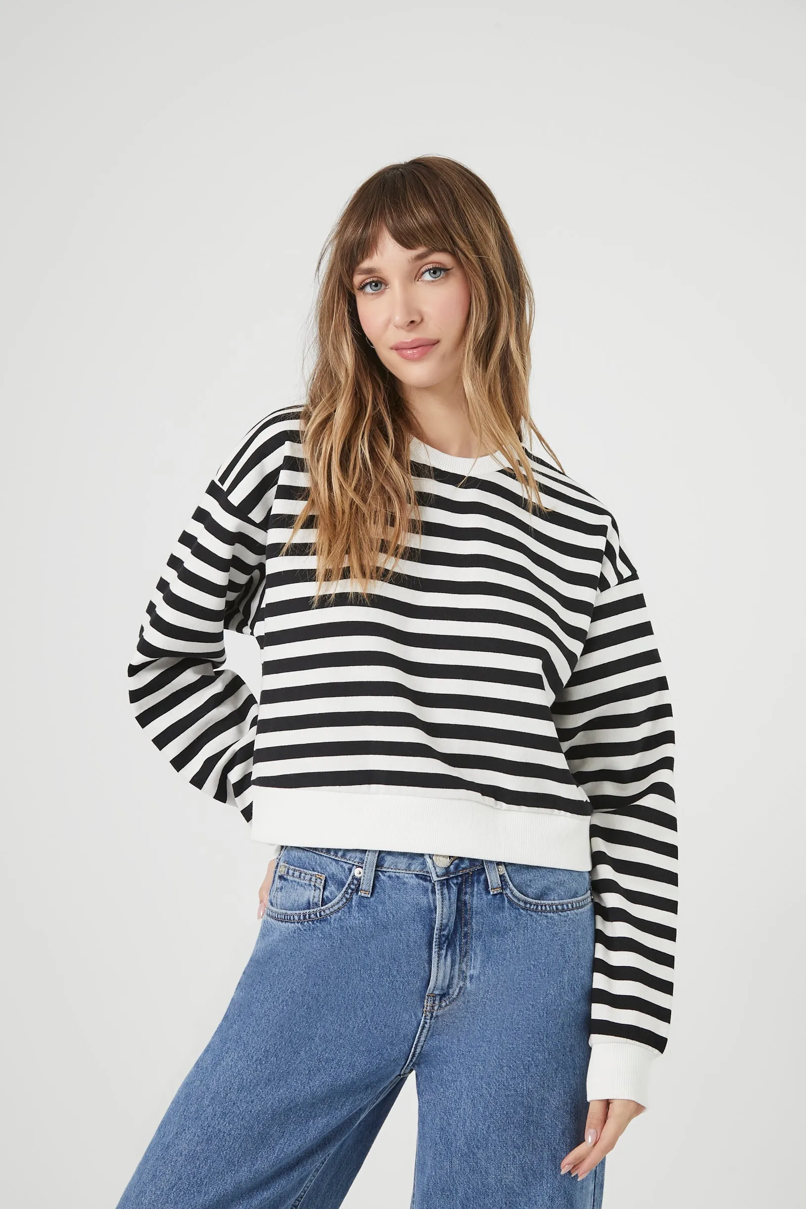 Striped Fleece Sweatshirt sold by Urban Planet
