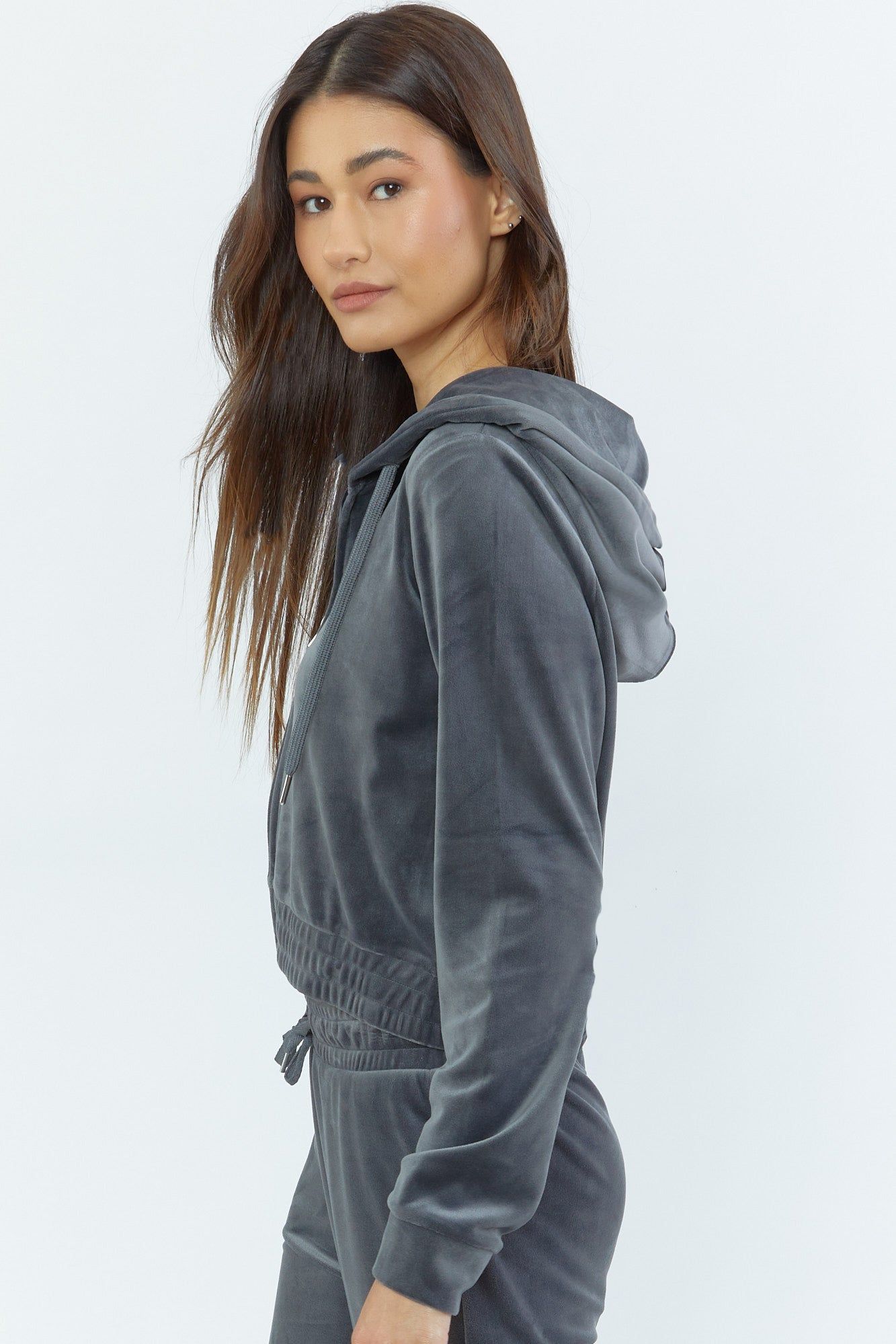 Velour Crop Zip Hoodie sold by Urban Planet product image thumbnail 3