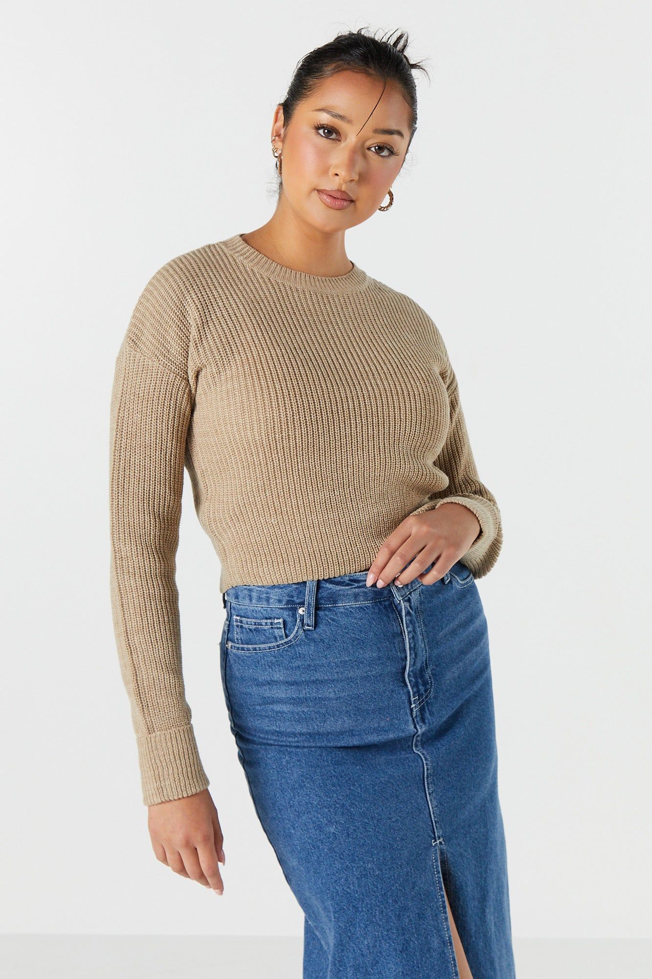 Long Sleeve Cropped Knit Sweater sold by Urban Planet product image thumbnail 31