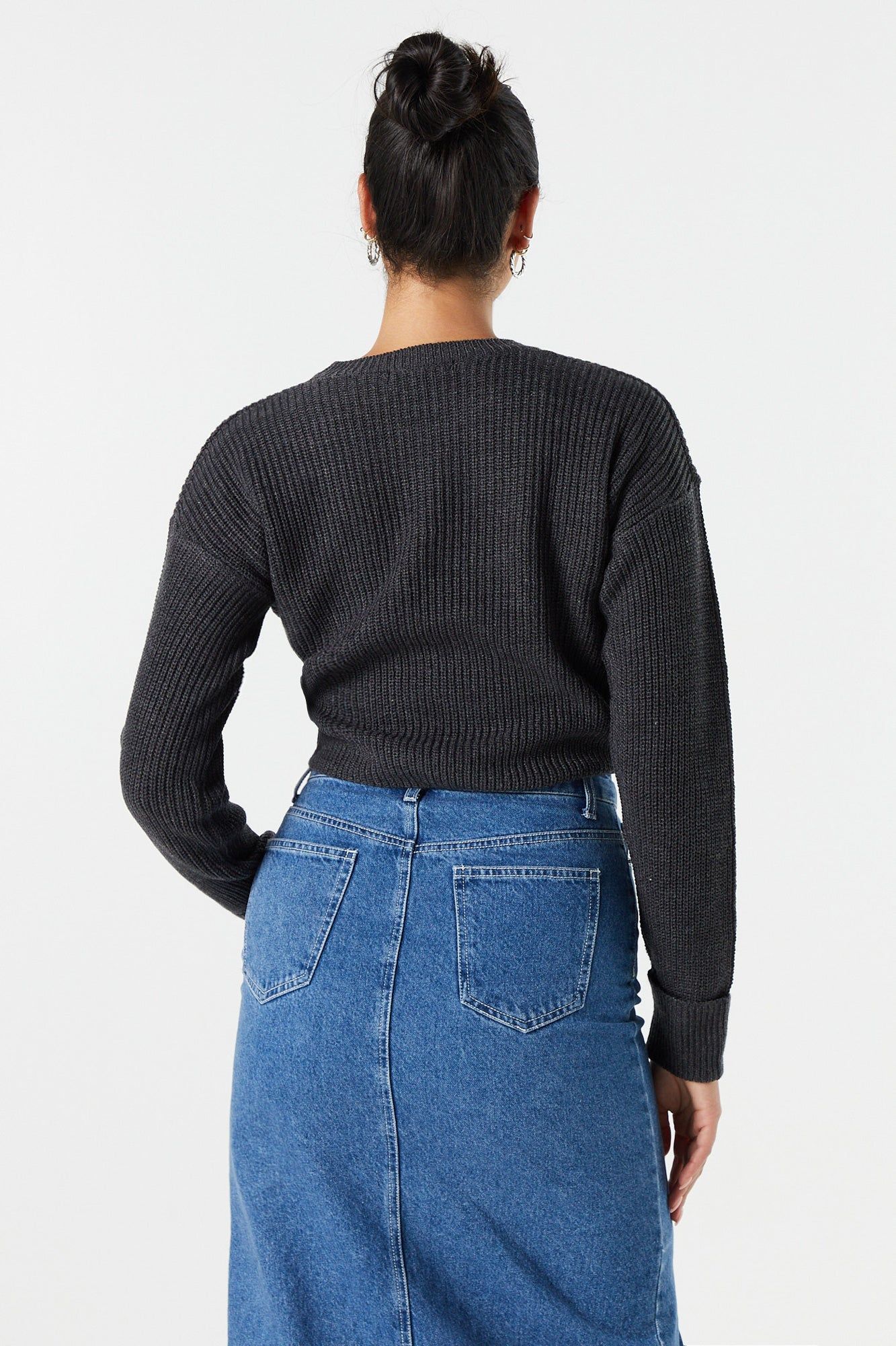 Long Sleeve Cropped Knit Sweater sold by Urban Planet product image thumbnail 8