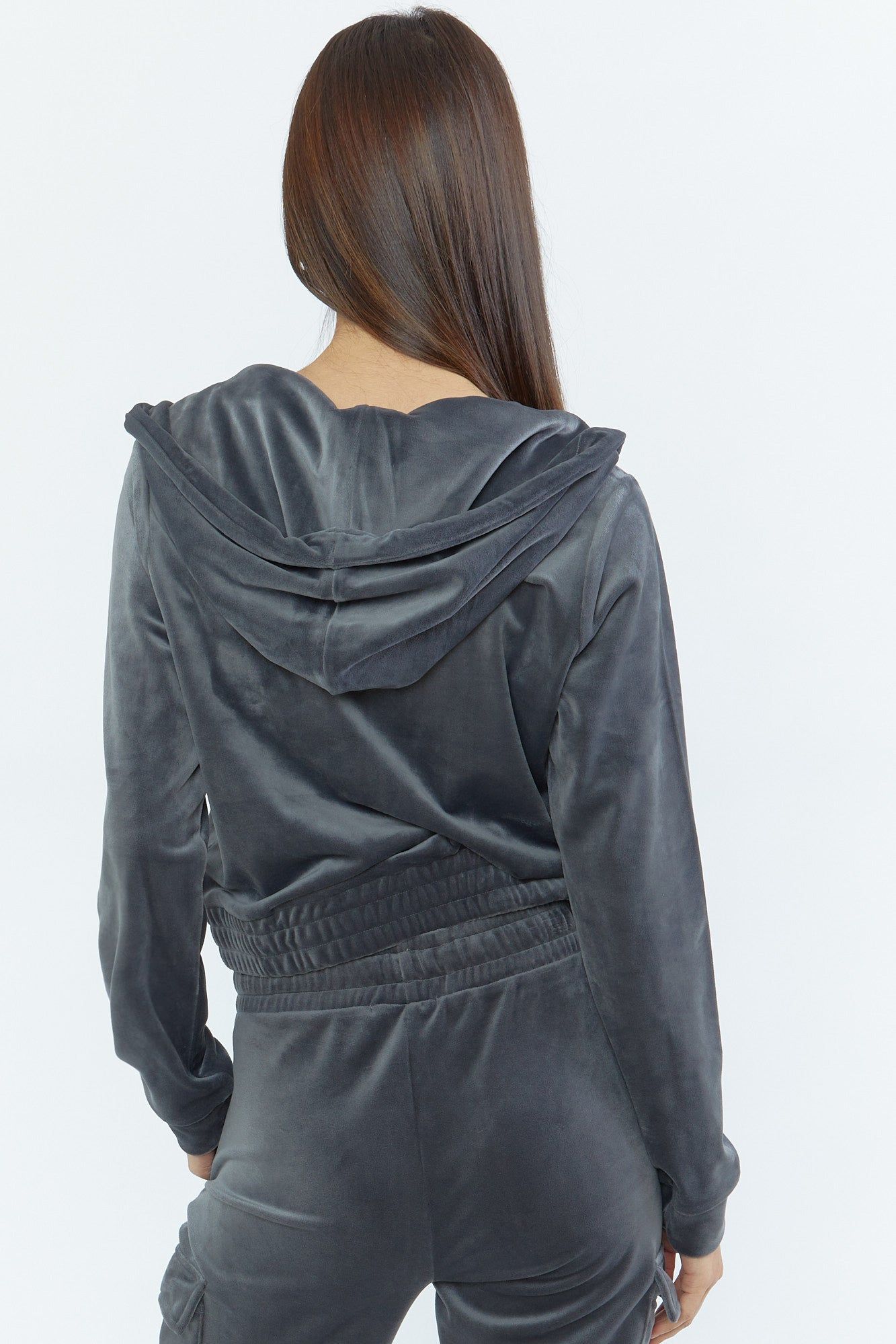 Velour Crop Zip Hoodie sold by Urban Planet product image thumbnail 2