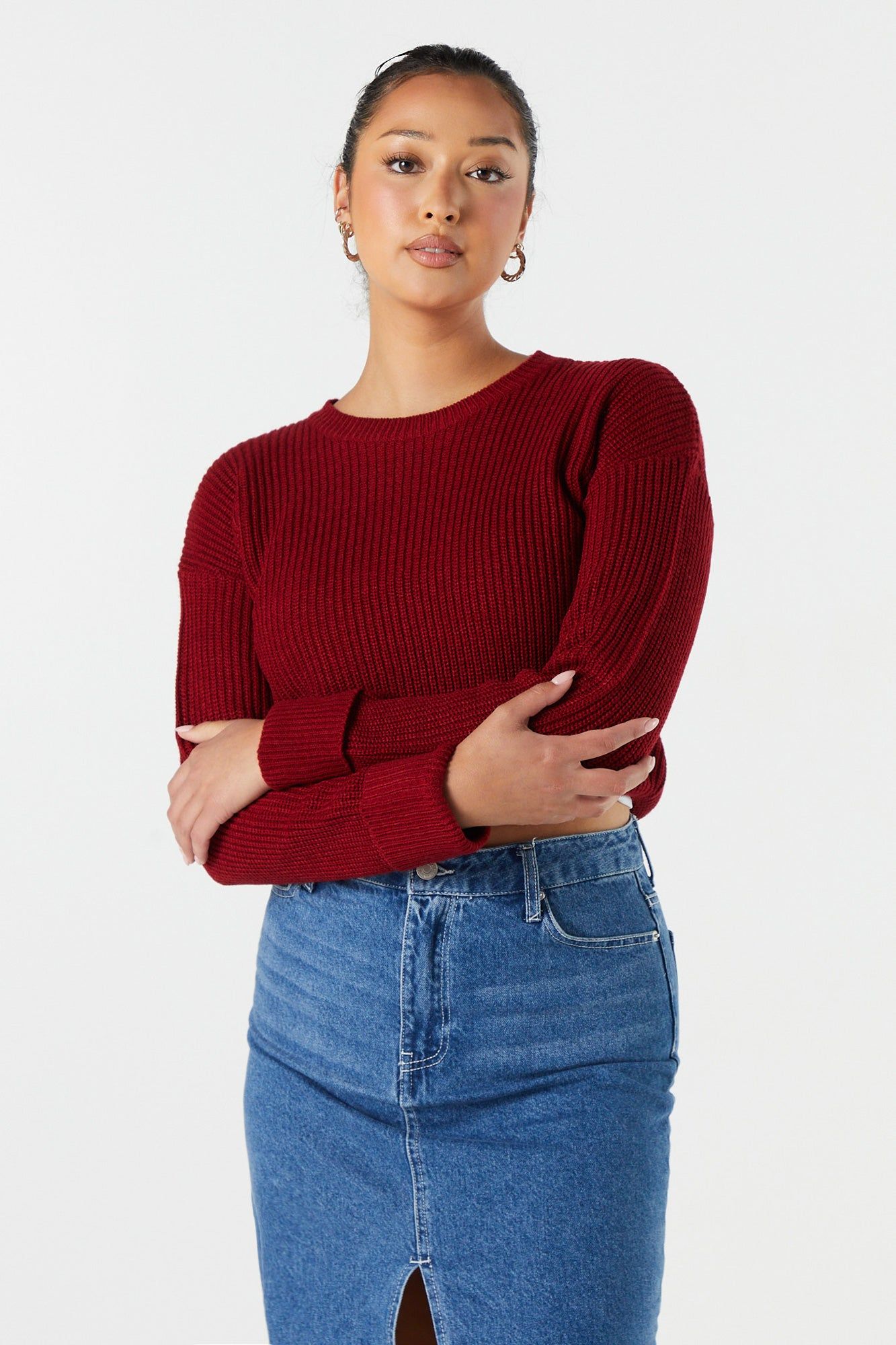 Long Sleeve Cropped Knit Sweater sold by Urban Planet product image thumbnail 28