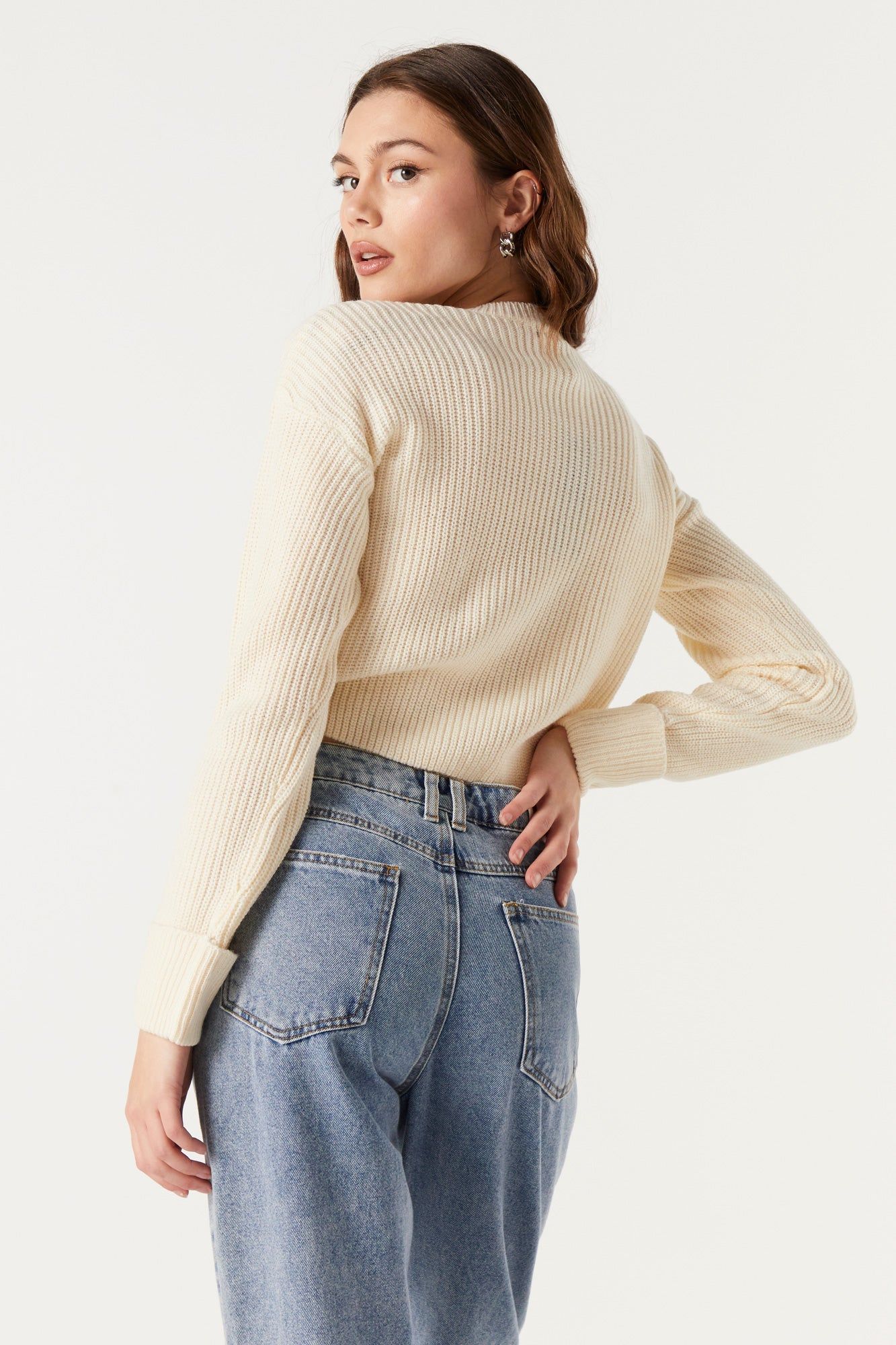 Long Sleeve Cropped Knit Sweater sold by Urban Planet product image thumbnail 14