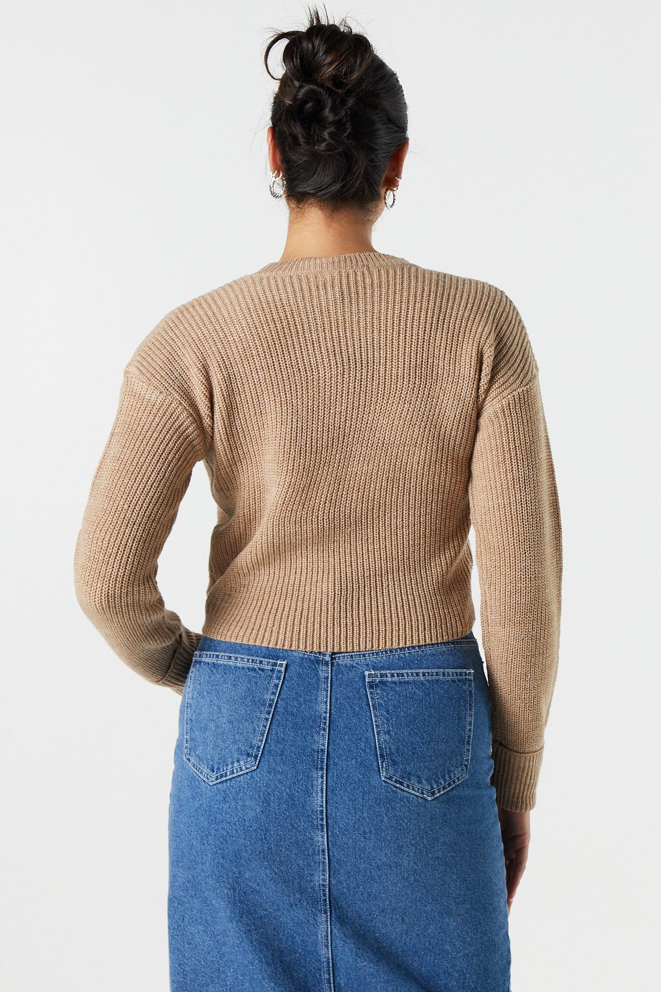 Long Sleeve Cropped Knit Sweater sold by Urban Planet product image thumbnail 2