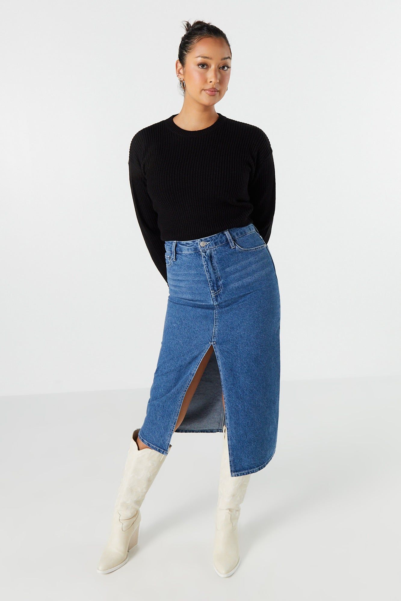 Long Sleeve Cropped Knit Sweater sold by Urban Planet product image thumbnail 6