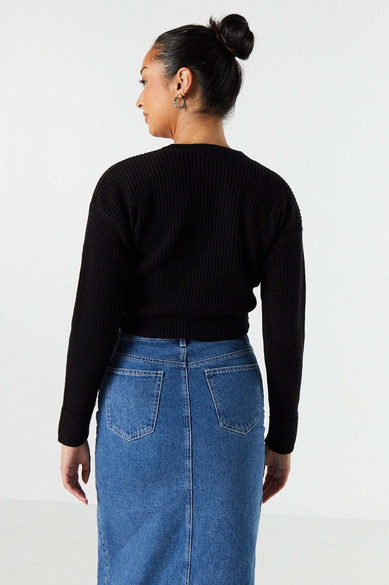 Long Sleeve Cropped Knit Sweater sold by Urban Planet product image thumbnail 5