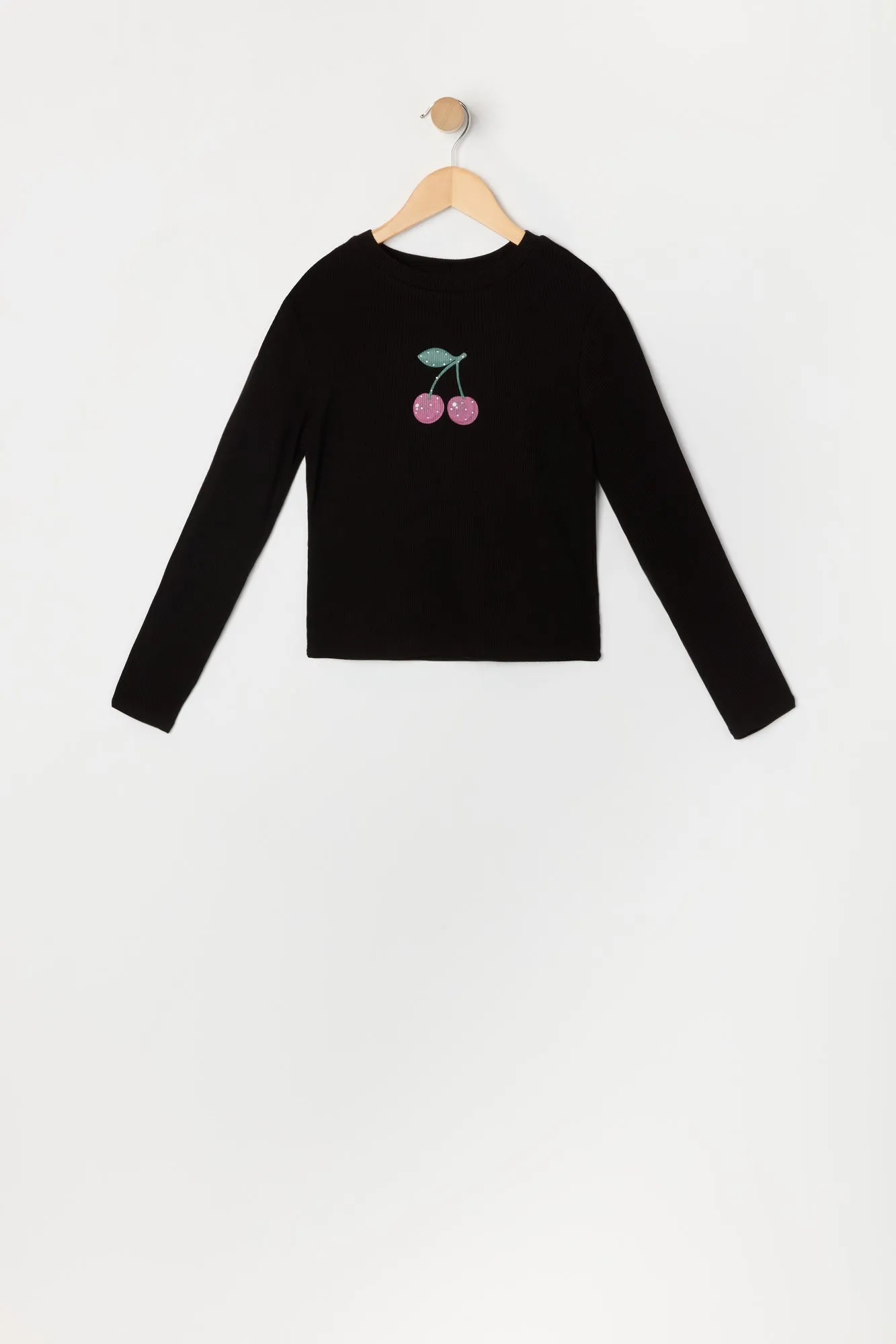 Girls Rhinestone Cherry Long Sleeve Top sold by Urban Planet