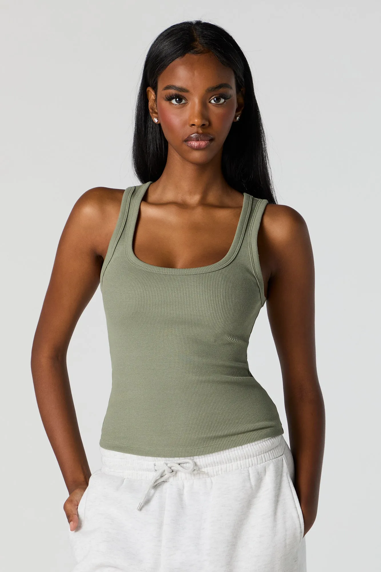 Ribbed Scoop Neck Skimmer Tank sold by Urban Planet