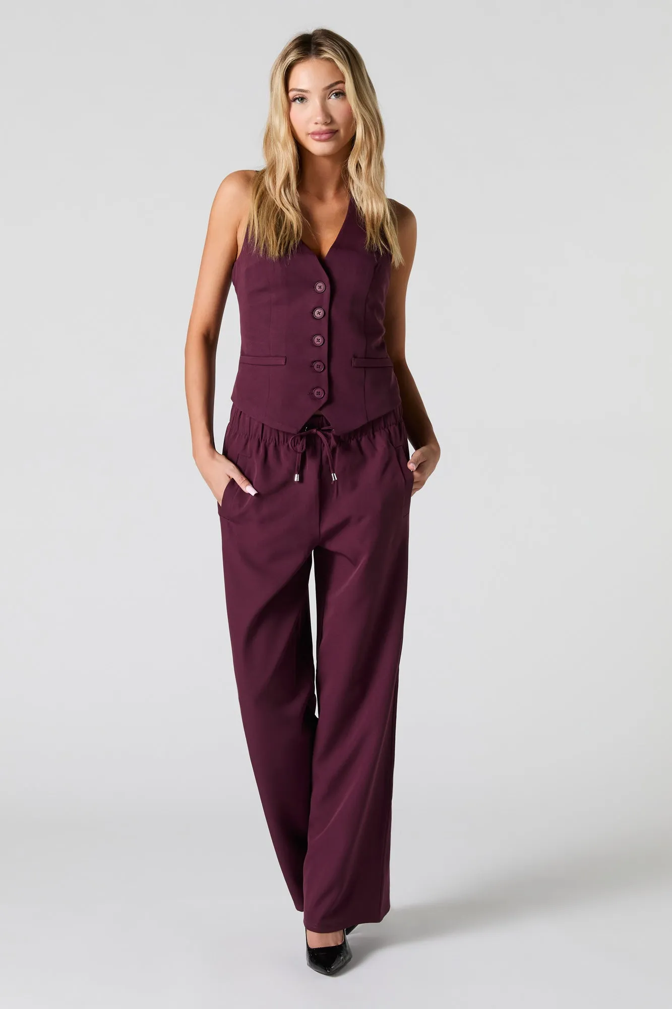 Pantalon habillé à jambe large avec taille coulissante sold by Urban Planet