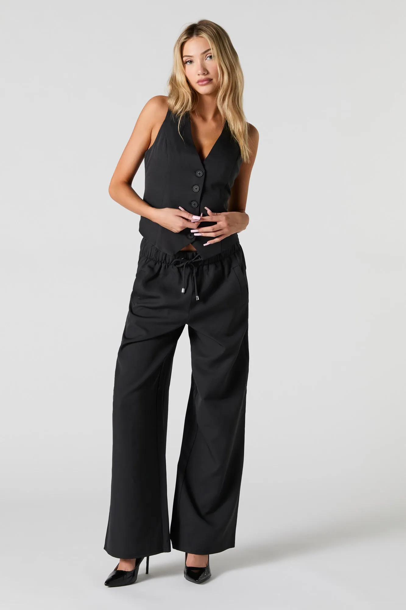 Pantalon habillé à jambe large avec taille coulissante sold by Urban Planet product image thumbnail 4