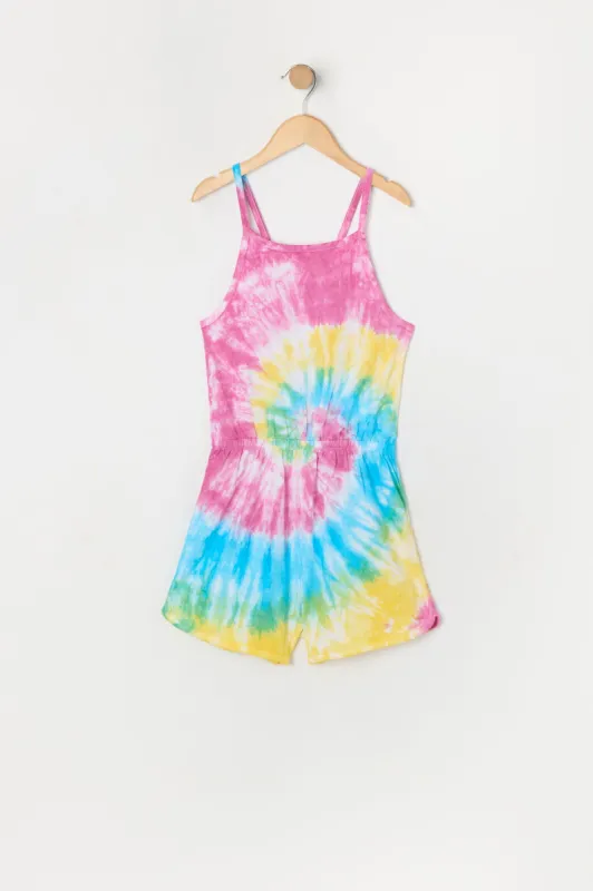Girls Tie Dye Swirl Print Dolphin Hem Romper sold by Urban Planet