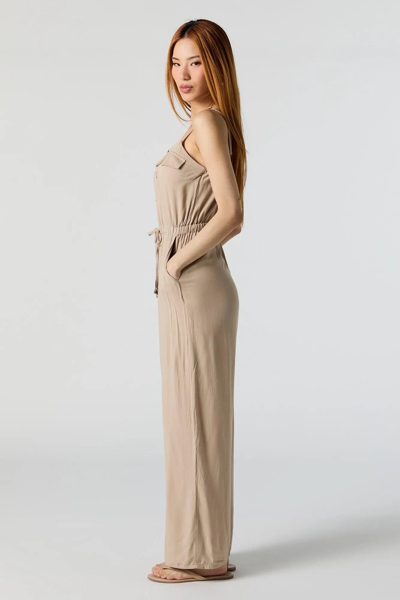 Button Front Sleeveless Jumpsuit sold by Urban Planet product image thumbnail 2