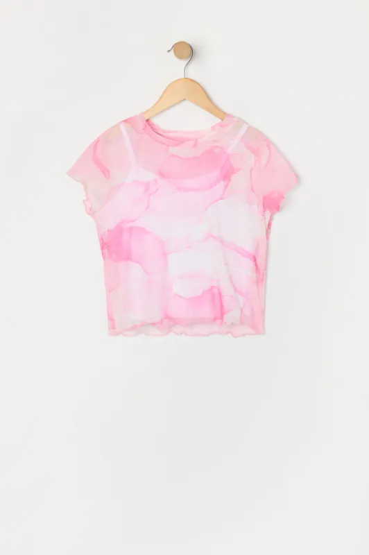 Ensemble avec t-shirt en filet imprimé et camisole pour fille sold by Urban Planet