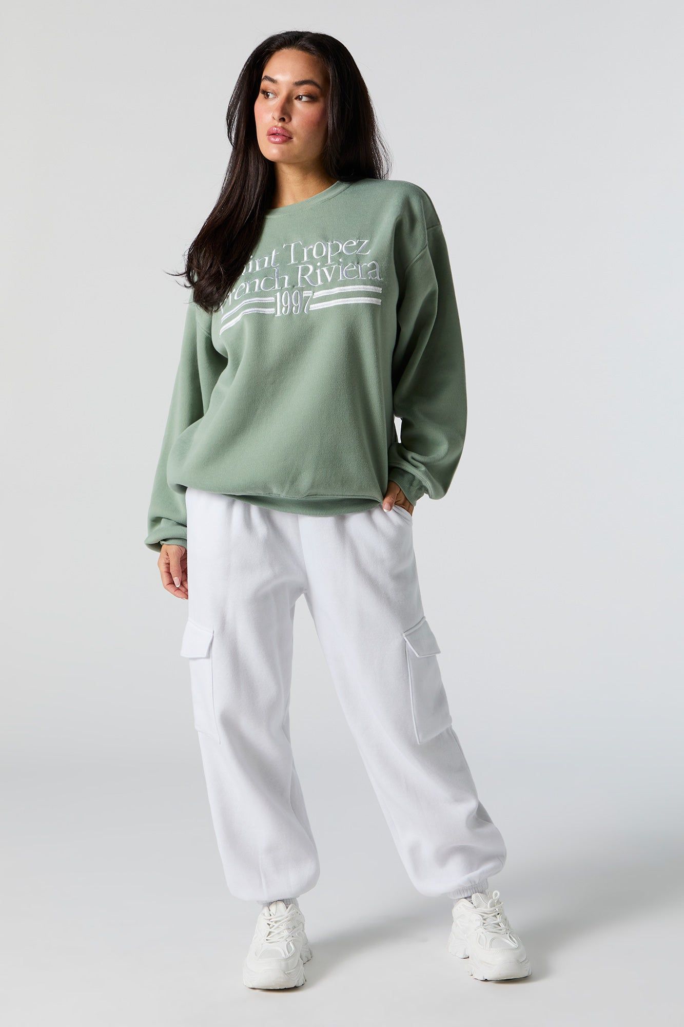 Saint Tropez French Riviera Twill Embroidered Sweatshirt sold by Urban Planet product image thumbnail 3