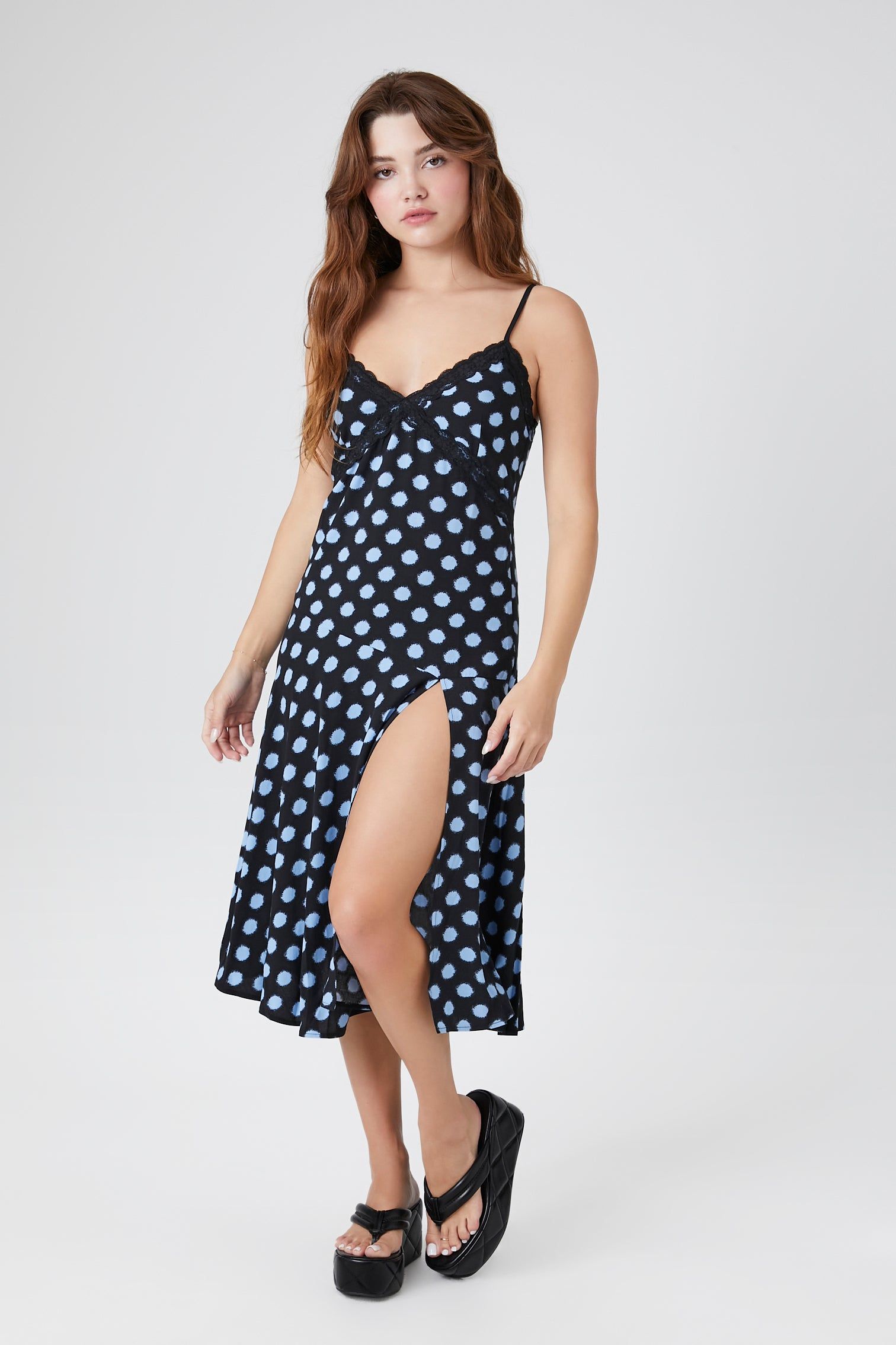 Polka Dot Lace Trim Midi Dress sold by Urban Planet product image thumbnail 4