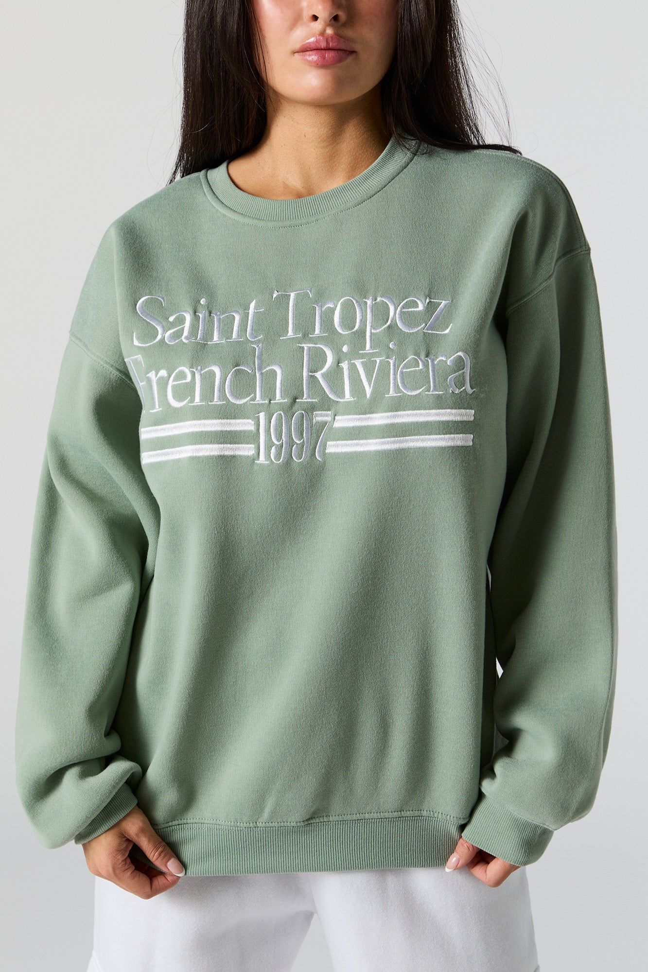 Saint Tropez French Riviera Twill Embroidered Sweatshirt sold by Urban Planet product image thumbnail 4