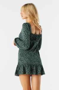 Robe de style laitière fleurie verte à manches longues sold by Urban Planet