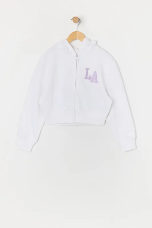 Girls LA Embroidered Zip-Up Fleece Hoodie sold by Urban Planet