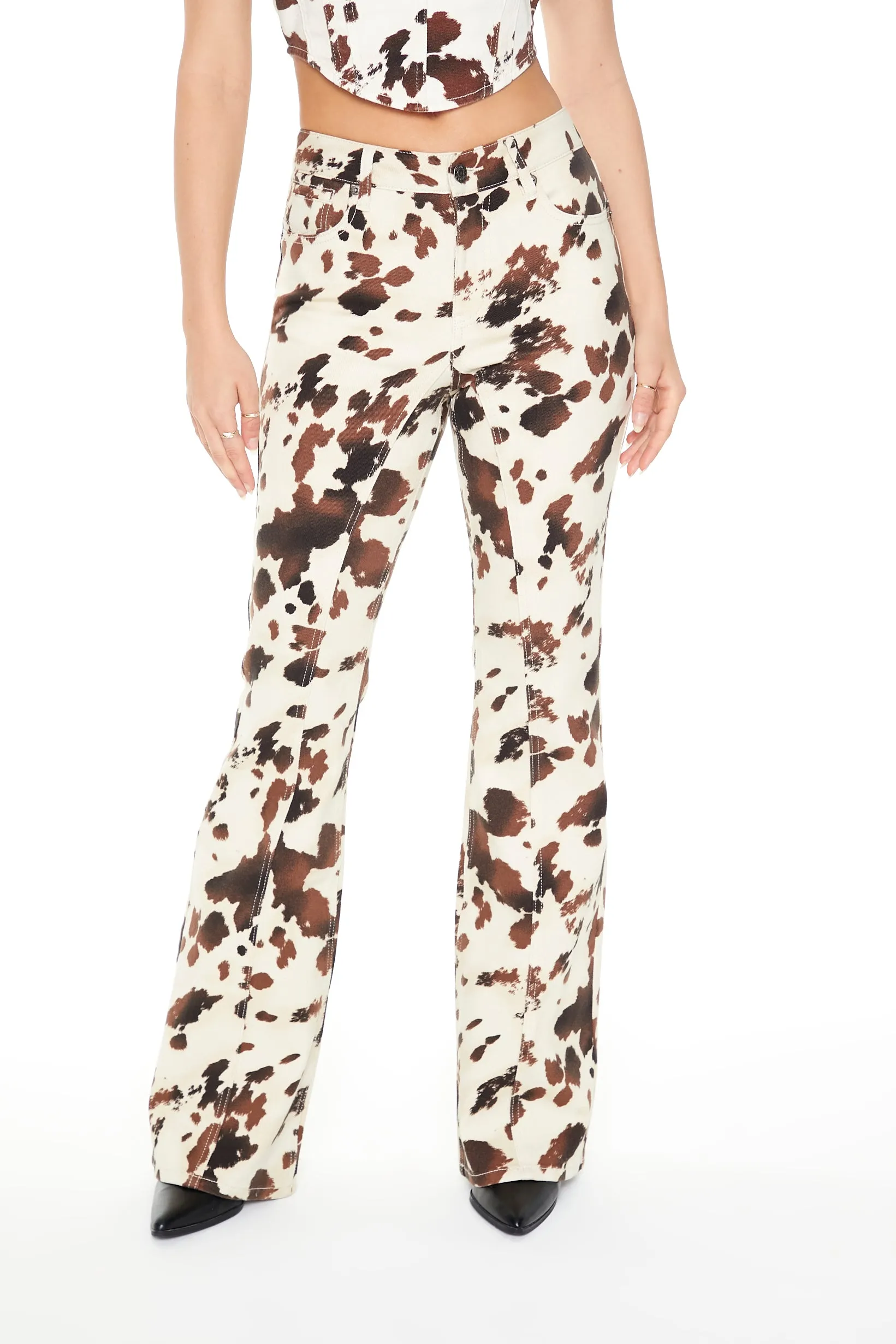 Cow Print Flare Jean sold by Urban Planet product image thumbnail 3