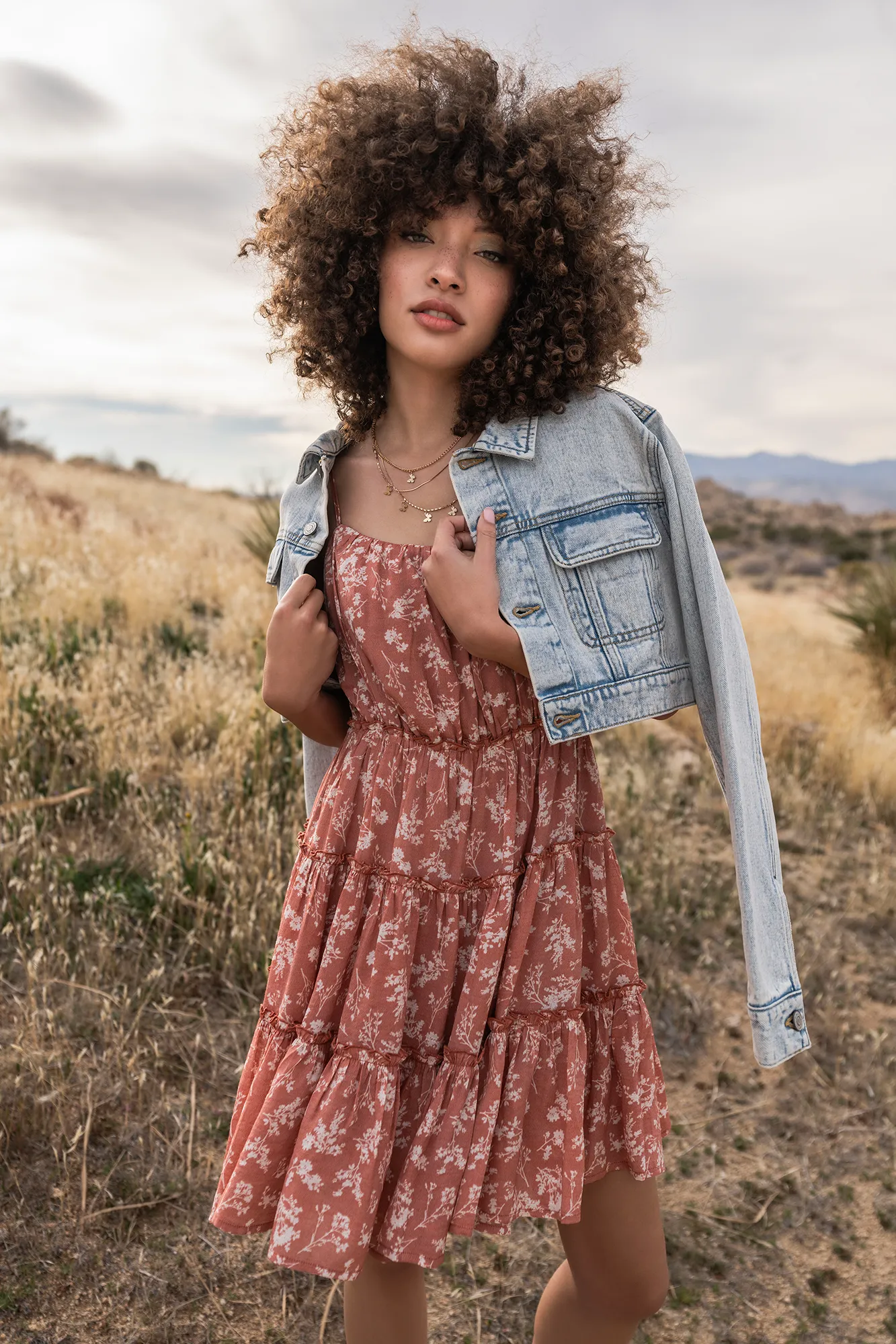 Floral Tiered Tie Strap Mini Dress sold by Urban Planet