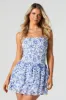 Floral Chiffon Smocked Ruffle Mini Dress sold by Urban Planet