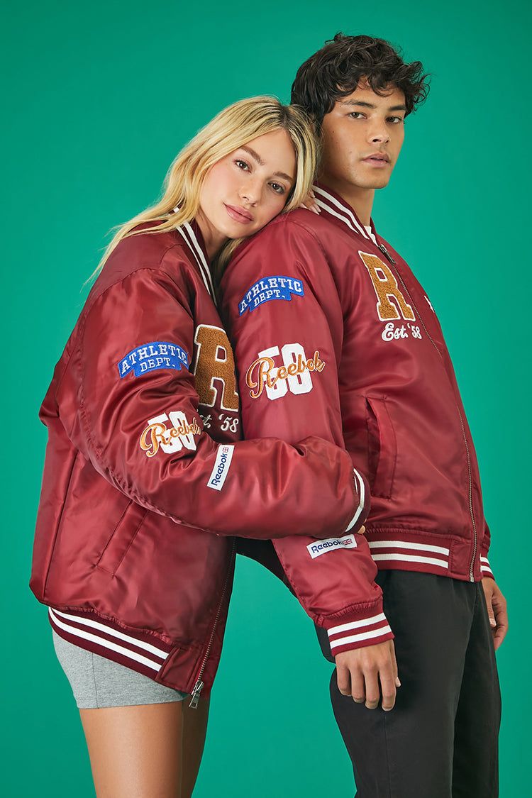 Blouson aviateur de style universitaire Reebok rayé unisexe sold by Urban Planet