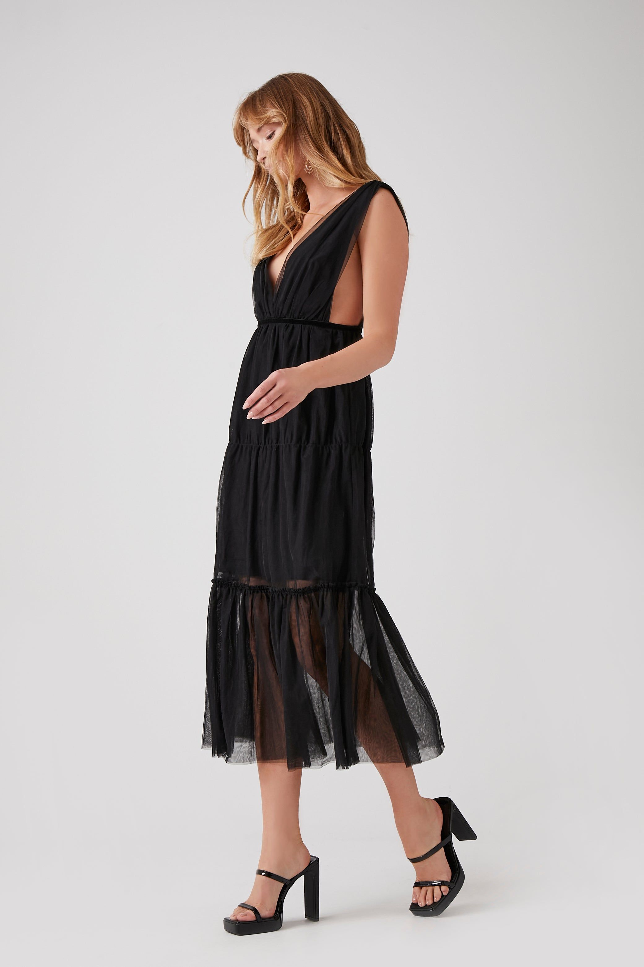 Plunging Mesh Midi Dress sold by Urban Planet product image thumbnail 3