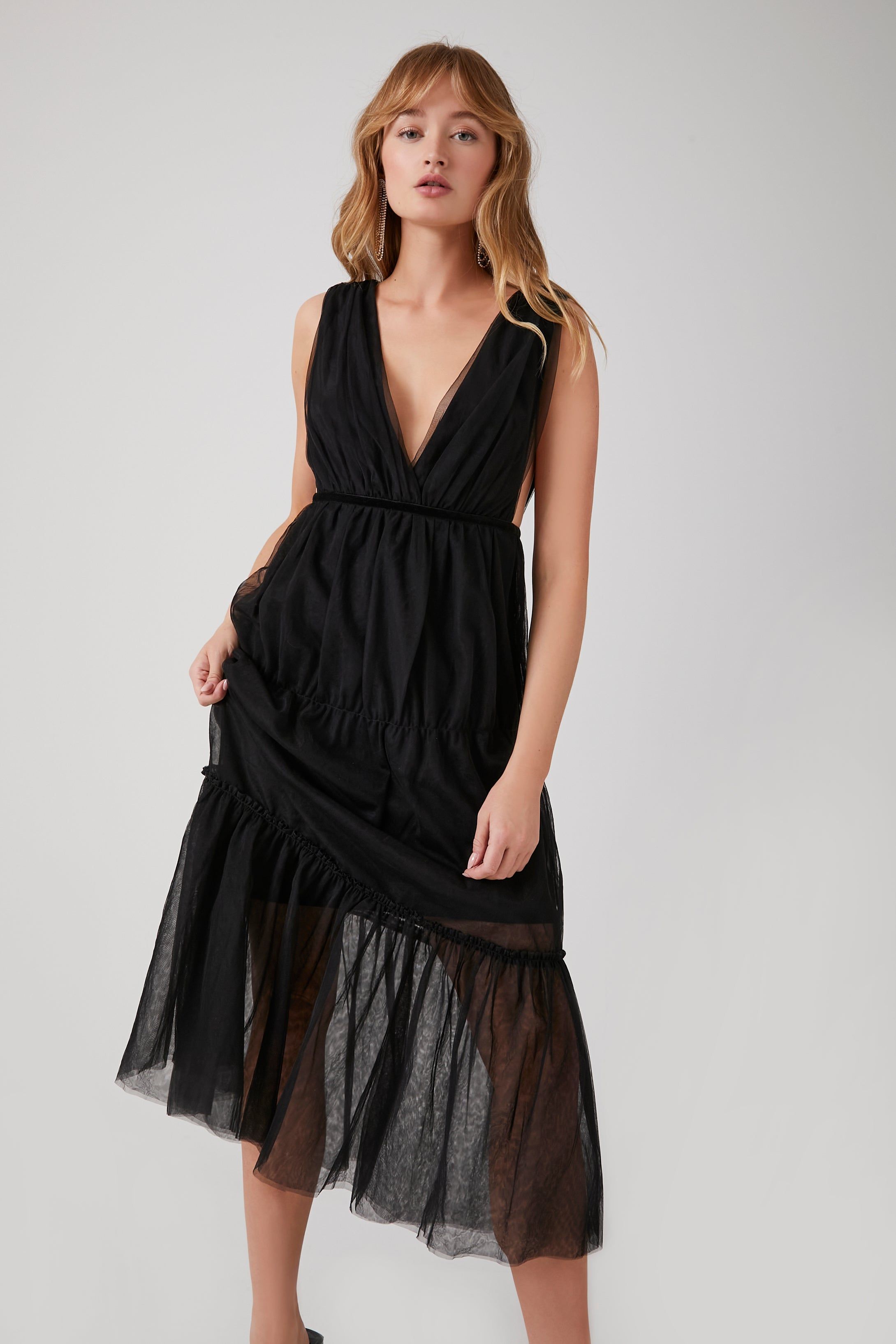 Plunging Mesh Midi Dress sold by Urban Planet