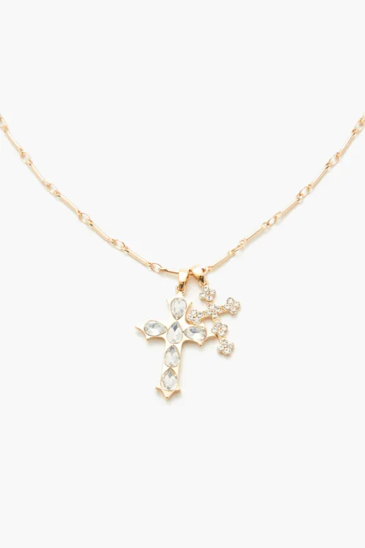 Rhinestone Cross Necklace made by Forever 21