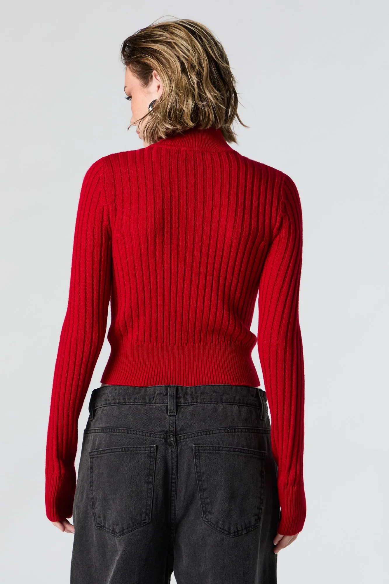 Ribbed Knit Zip-Up Sweater sold by Urban Planet product image thumbnail 2