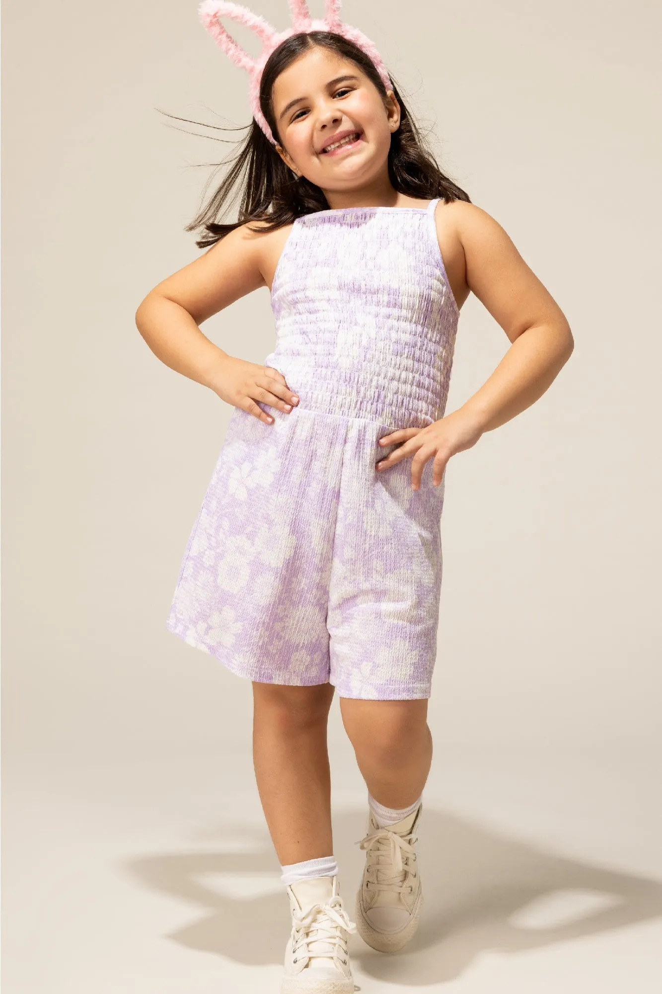 Combi-short smocké fleuri pour fille sold by Urban Planet