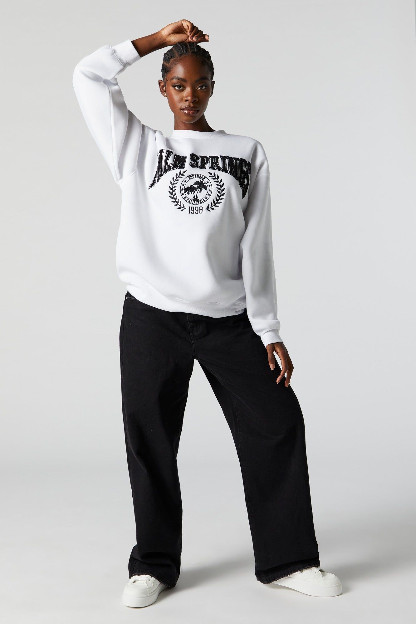 Palm Springs Chenille Embroidered Fleece Sweatshirt sold by Urban Planet product image thumbnail 3