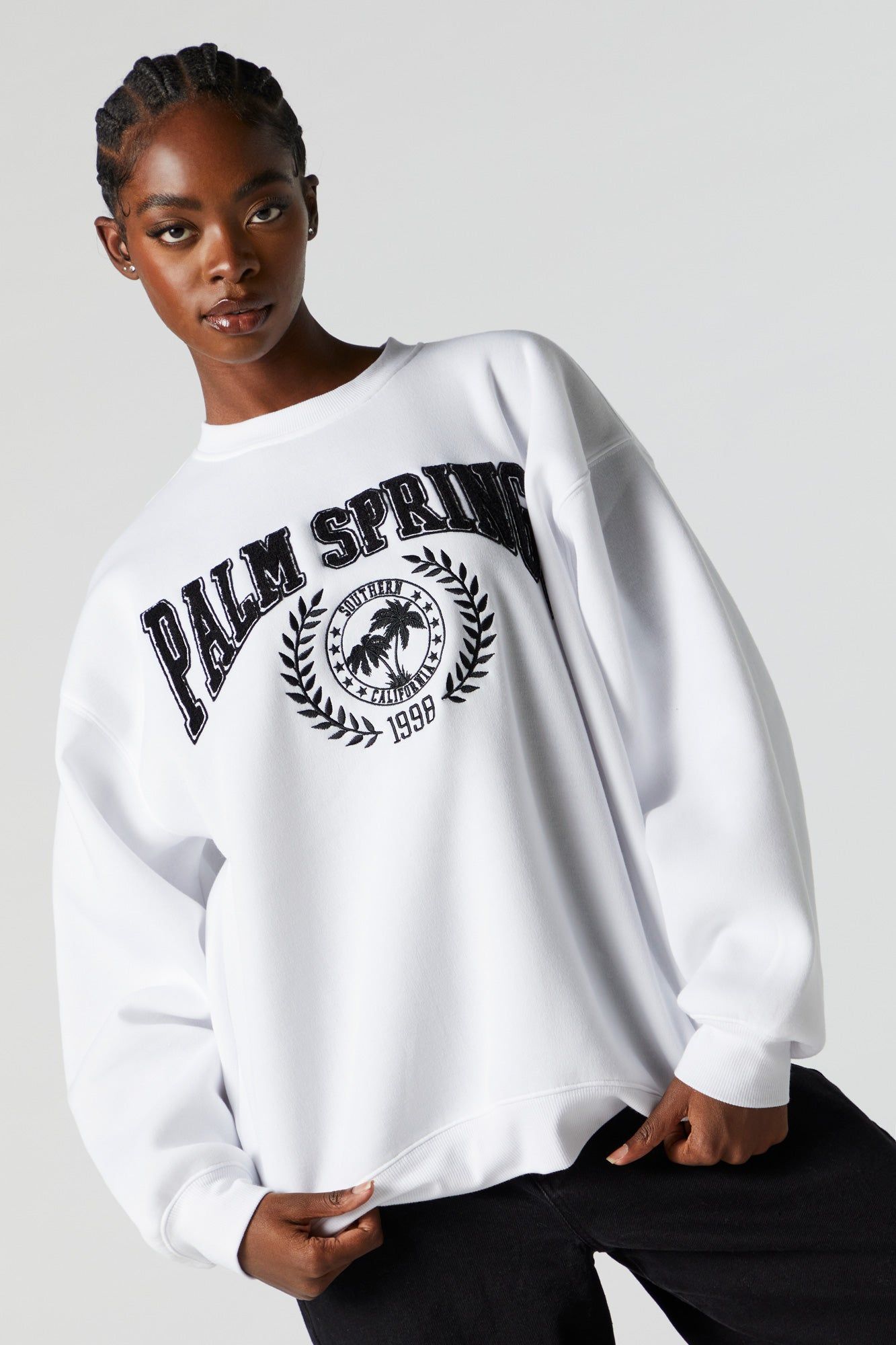 Palm Springs Chenille Embroidered Fleece Sweatshirt sold by Urban Planet