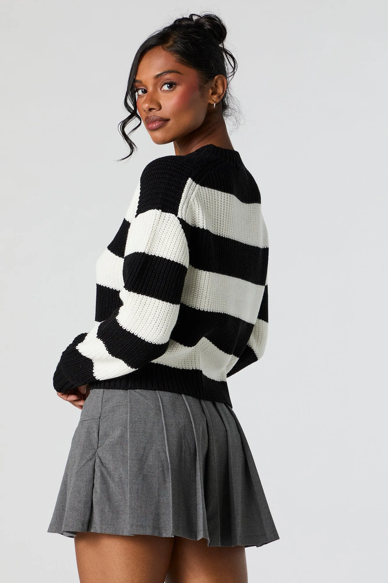 Wide Striped Ribbed Knit Crewneck Sweater sold by Urban Planet product image thumbnail 2