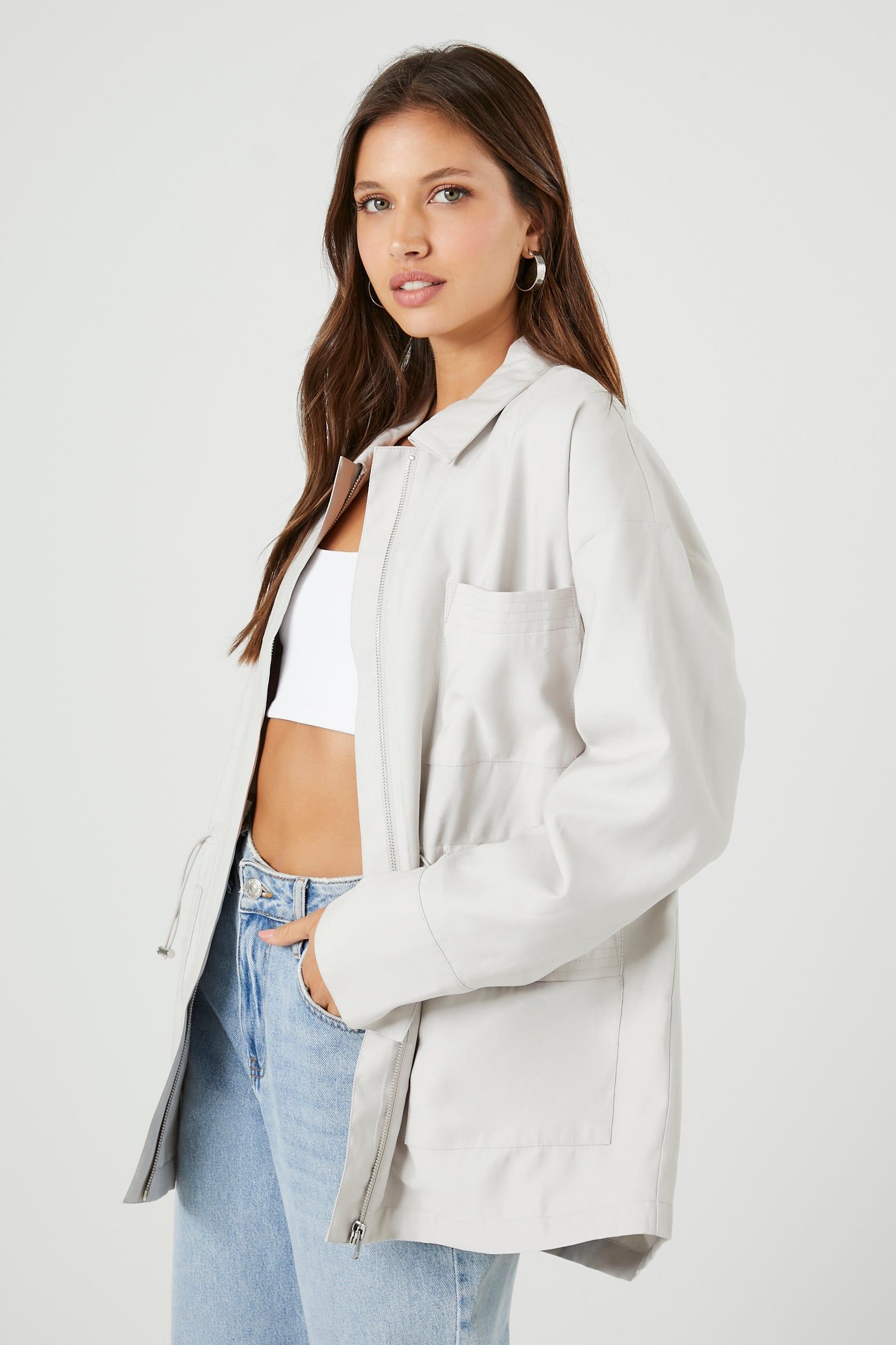 Blouson avec poches plaquées et taille coulissante sold by Urban Planet product image thumbnail 3